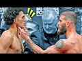 CALEB PLANT PUTS HAND ON DAVID BENAVIDEZ FACE AS NEAR BRAWL ALMOST BREAKS OUT AT WEIGH IN!