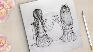 Friendship Day drawing Very Easy  Best Friend Draw