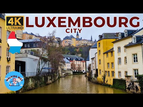 Passeio a pé pela cidade de Luxemburgo - 4K 60fps com legendas