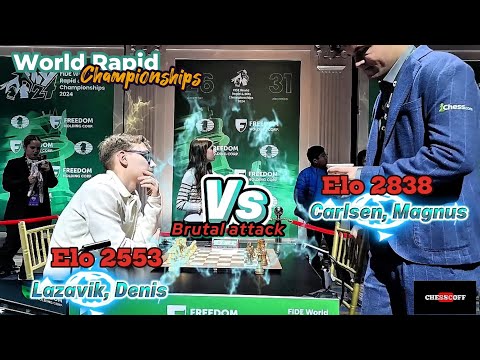 Brutal attack!!! Magnus Vs Lazavik, Denis || World Rapid Champion