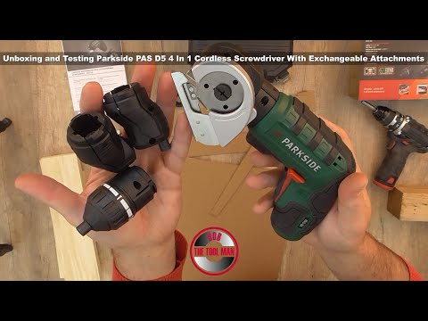 Unboxing and Testing Parkside PAS D5 4 In 1 Cordless Screwdriver With Exchangeable Attachments