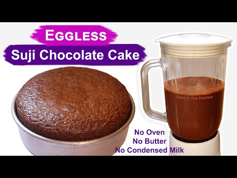 Suji Chocolate Cake | Eggless Chocolate Cake without Oven, Condensed Milk, Butter, Cream