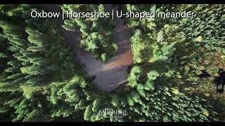 Oxbow, Horseshoe, U-shaped Meandering Creek in Alaska