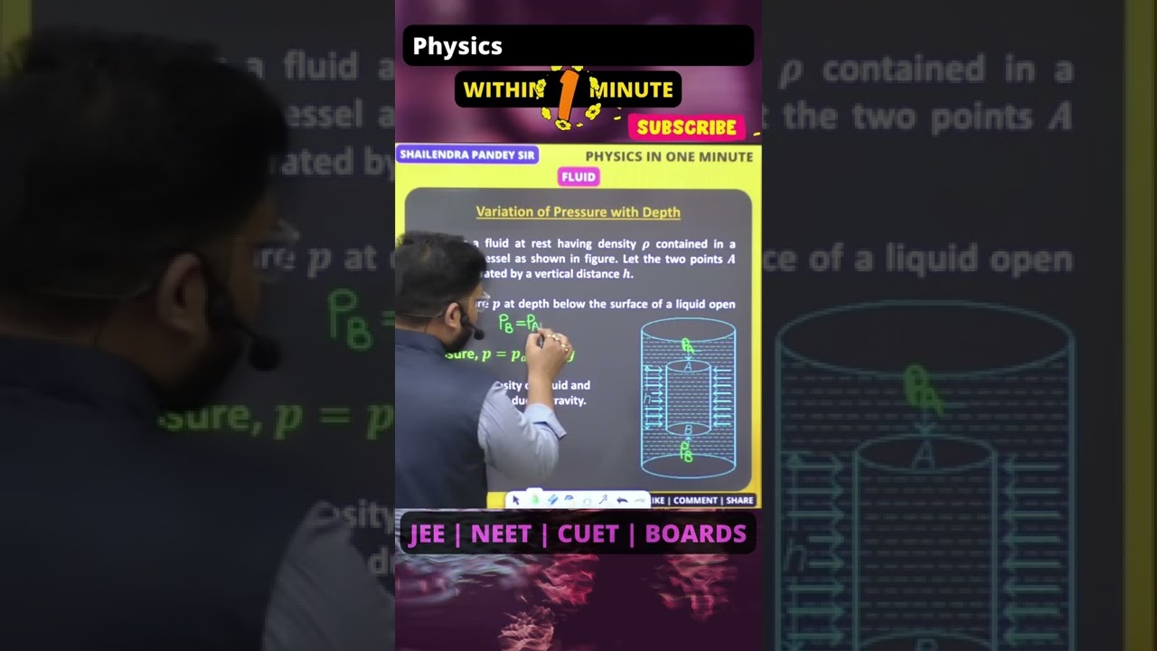 VARIATION OF PRESSURE WITH DEPTH | PHYSICS CLASS 11