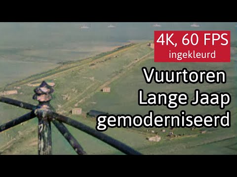 Vuurtoren Lange Jaap Huisduinen gemoderniseerd (1949) [4K, 60fps, ingekleurd]