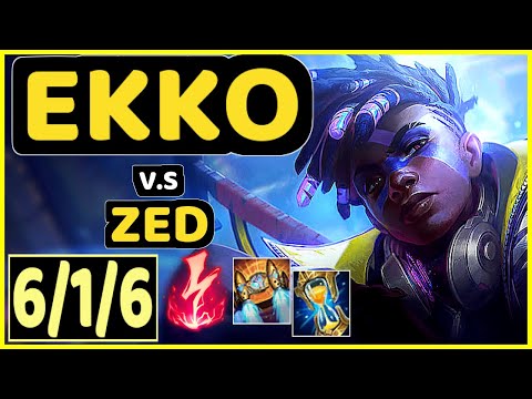 EKKO vs ZED - 6/1/6 KDA MID GAMEPLAY - EUW Ranked DIAMOND