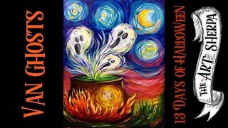 Van Ghosts Easy Acrylic painting step by step 13 days of Halloween | TheArtSherpa