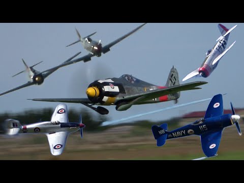 Loud, Fast & Low Aircraft Flybys ~ Piston powered fighters