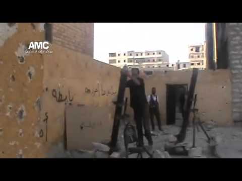 استهداف  قوات النظام بقذائف الهاون من قبل لواء درع الشام في حي الحمدانية في مدينة حلب