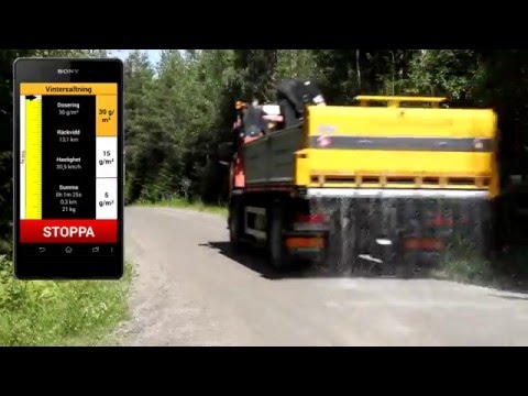 Spridning av kalciumkloridflingor (CC road ® 77%) (Spreading of Calcium Chloride)