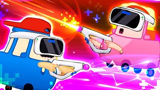 Os carrinhos da Família Wheelzy usam óculos da realidade virtual para jogar! Desenho animado