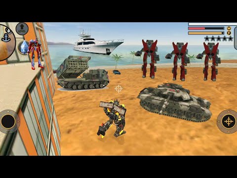 Vegas Crime Simulator(Transformer Fight Robot Car on Sea Station) Transformer vs Robot - Gameplay HD
