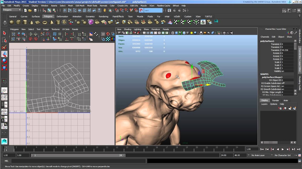 Smoothing Polygons and Transferring Maps in Maya