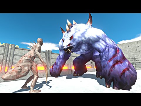 Mutant Bear vs Infernals in Lava Stadium Arena - Animal Revolt Battle Simulator