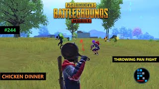 PUBG MOBILE  FUNNY THROWING PAN FIGHT CHICKEN DINN