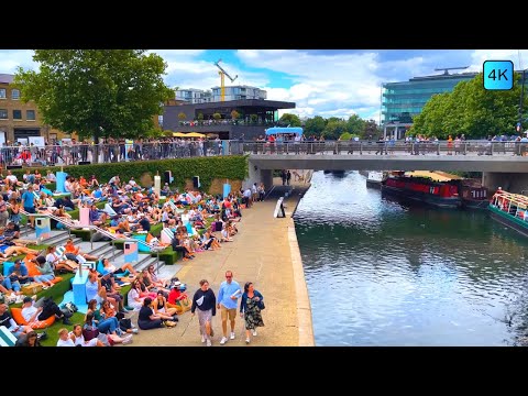 Walking London Regent’s Canal from Camden Town to Granary Square 🚶‍♂️4K | Summer Walk | 2022