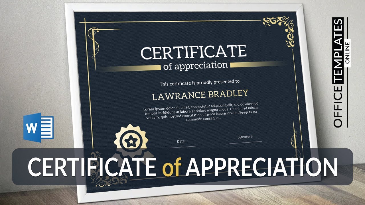 Easy way to Design Certificate of Appreciation in MS Word | Black & Golden Theme