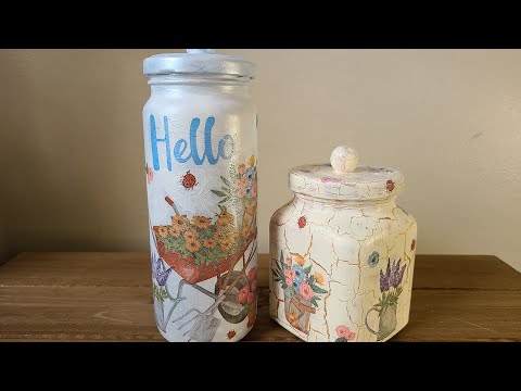 ¿Cómo craquelar  en botes de vidrio?