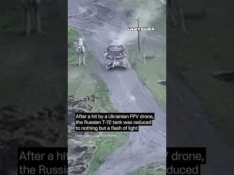 Ukrainian FPV Drone Targeted Russian T-72 Tank #warinukraine