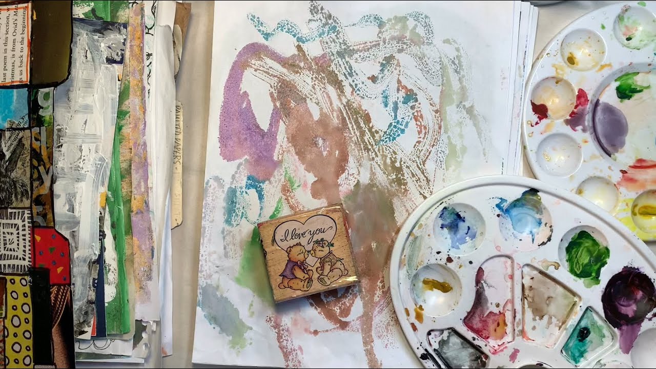 Free Flow Painting Session - Adding To One-Sided Painted Papers
