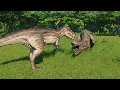 Carcharodontosaurus VS T-Rex Update 1.6 - Jurassic World Evolution