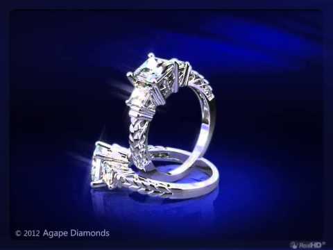 1.75Ct Princess Cut 3-Stone Designer Engagement Ring in White Gold