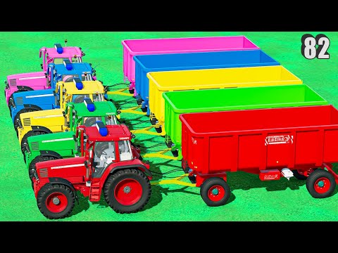 TRANSPORTING & HARVESTING CORN CHAFF with FENDT POLICE TRACTOR & COLORED TRAILER - #82 - FS 22