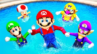 GTA 5 Super Mario Team Jumping Into Pool (Ragdolls/Euphoria Physics)