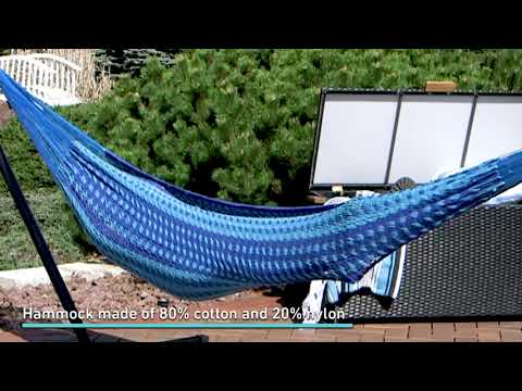 Ultimate Patio XXL Thick Cord Handwoven Family-Sized Mayan Hammock w/ 15-Foot Black Stand