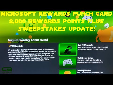 August Monthly Bonus Round Microsoft Rewards Punch Card - 2,000 Points Up For Grabs & Sweeps Update!