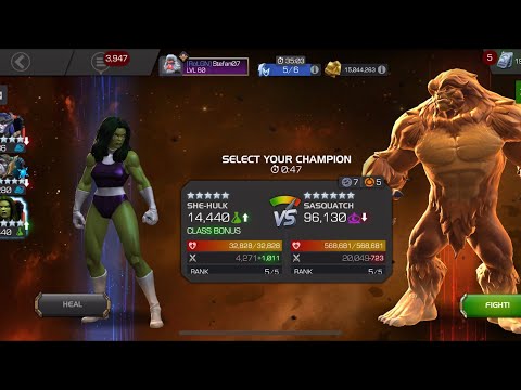 #MCOC Aq Map 7 Day 5 Sasquatch SOLO with She-Hulk