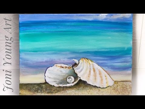 HOW TO PAINT SEASHELL WITH A PEARL- ACRYLIC TUTORIAL- STEP BY STEP