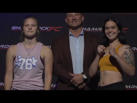 Hannah Lavely vs. Elizabeth Schoonveld - Weigh-in Face-Off - (Shamrock FC 340) - [Kickboxing]