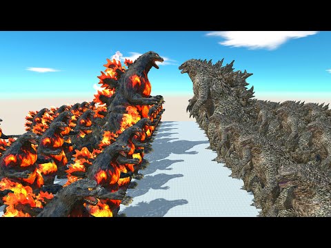 Godzilla Burning VsTeam Godzilla 2021 Death run -Animal Revolt Battle Simulator