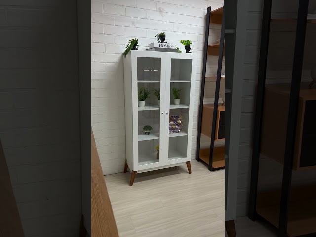 Cristaleira Retrô 2 Portas de Vidro Branco - Panorama Móveis