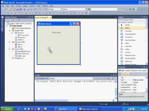 Visual C++ 2010 Tutorials Windows Programming GUI