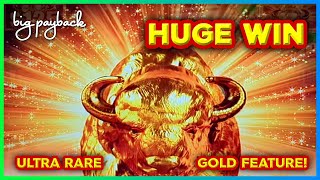 ULTRA RARE Gold Feature โ HUGE WIN on Buffalo Mega Stampede Slots!