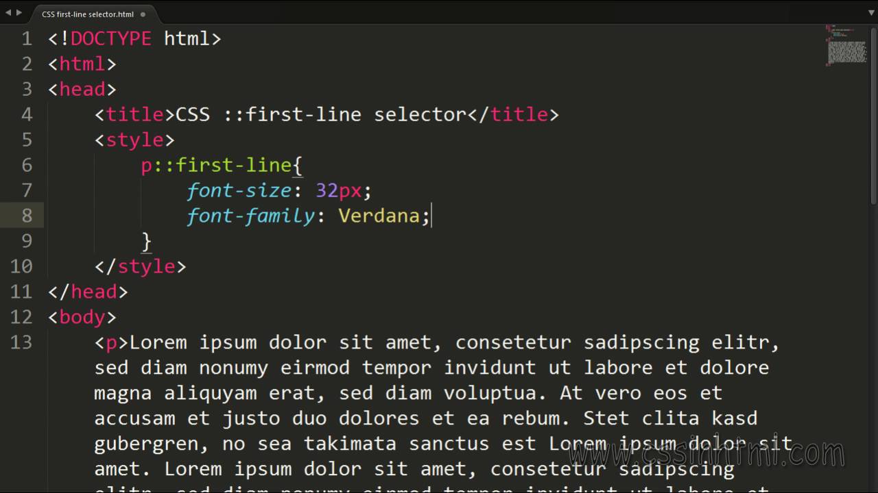 CSS ::first-line selector