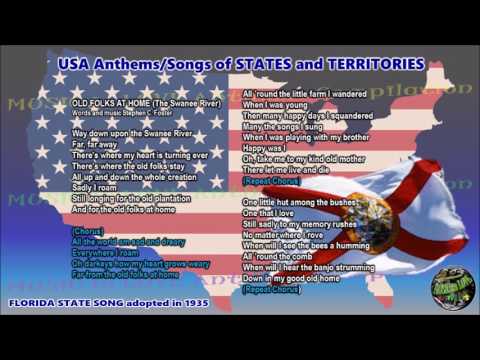 Florida State Song OLD FOLKS AT HOME (The Swanee River) with music, vocal and lyrics