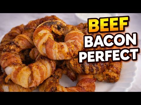 These Beefy Bacon Wrapped Onion Rings Are Insane