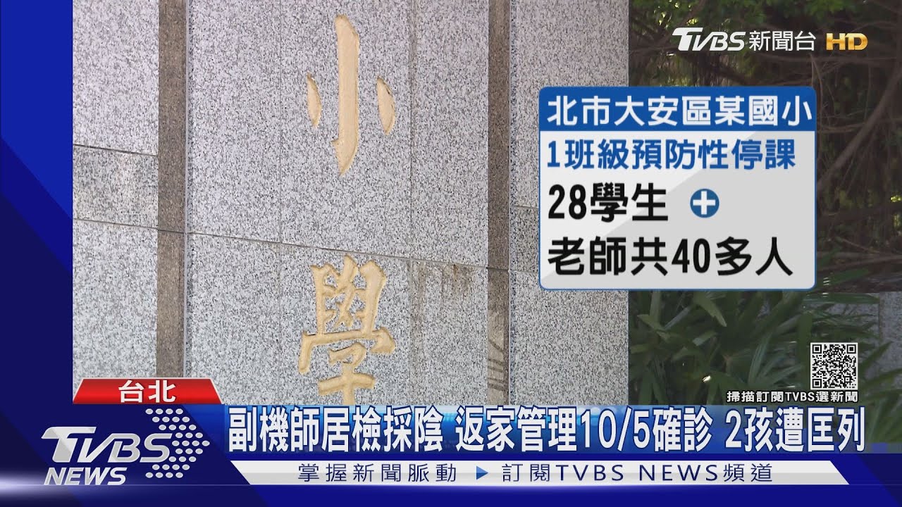 女副機師返家確診接觸2孩 北市2國小2班停課