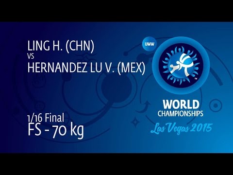 1/16 FS - 70 kg: H. LING (CHN) df. V. HERNANDEZ LU (MEX) by FALL, 4-0