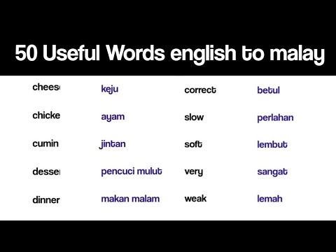 50 useful english to malay words | learn Malaysian language from English