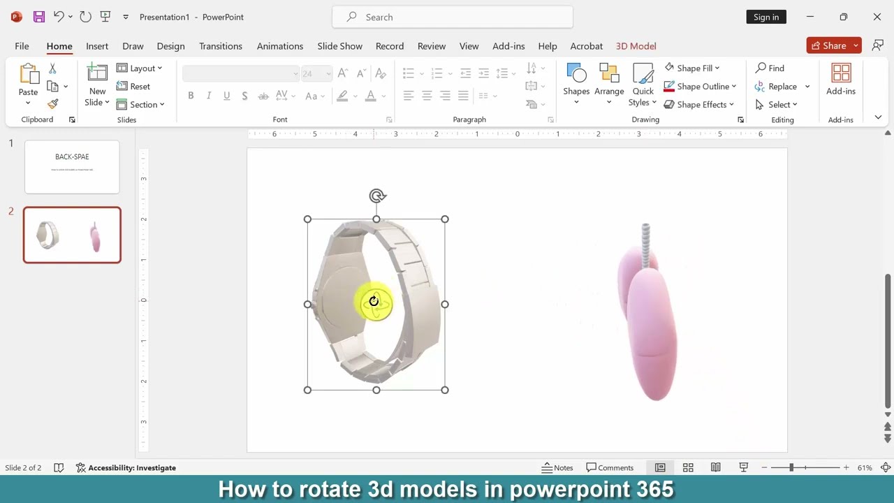 How to rotate 3d models in PowerPoint 365