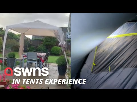 Videos show tents and gazebos being battered in the UK as people went CAMPING in Storm Evert | SWNS