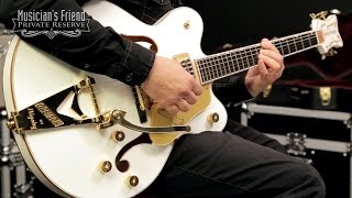 Video thumbnail for Gretsch Guitars G6139T-CBDC White Falcon Center Block Double Cutaway with Bigsby Electric Guitar by Musician's Friend