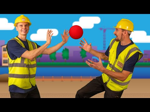 Puistopartio - Pallo pomppii työmaalla | Lastenlauluja työkoneista