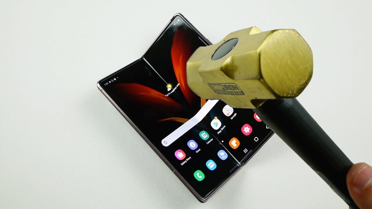 Samsung Galaxy Fold 2 5G Hammer + Knife & Bend Test Durability