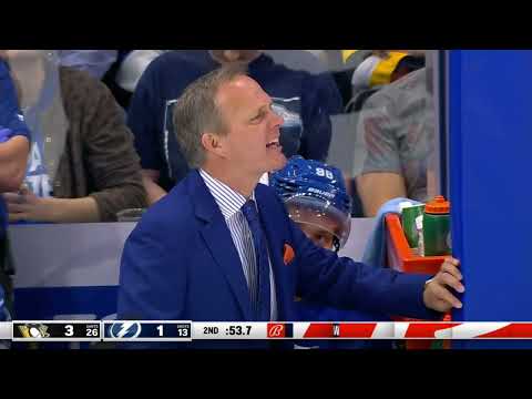Head Coach Jon Cooper, EJECTED after barking at Referee Wes McCauley