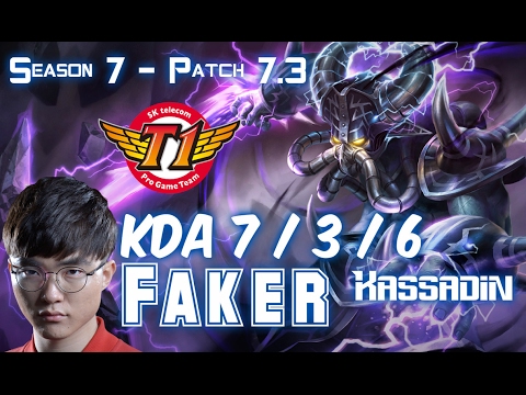 SKT T1 Faker KASSADIN vs AHRI Mid - Patch 7.3 KR Ranked